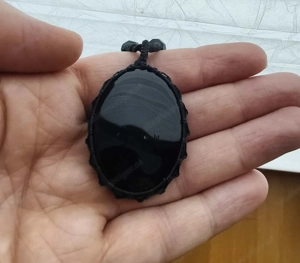 Halskette mit schwarzen Onyx-Anhänger makramee Fassung Onyx Stein Schmuck Bild 5