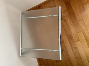 Nachtkästchen 2 Stück, Chromstahl, Satinierte Glasplatte abnehmbar  Bild 2