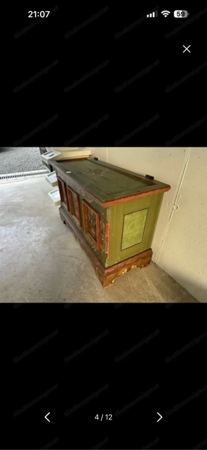 Antike Voglauer Bauerntruhe - handbemalt, Massivholz, Landhausstil Bild 4