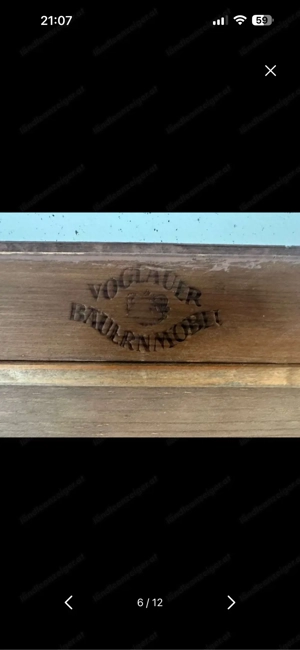 Antike Voglauer Bauerntruhe - handbemalt, Massivholz, Landhausstil Bild 6