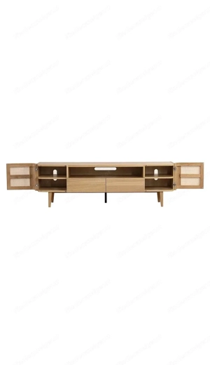 TV Bank   Lowboard Eiche & Rattangeflecht Bild 3