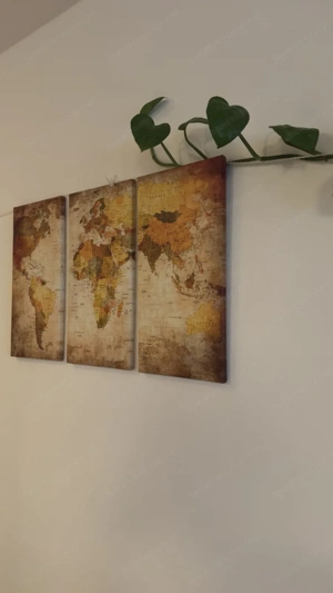3-teiliges Weltkarten Wandbild   Vintage Stil   65   40 cm Bild 3