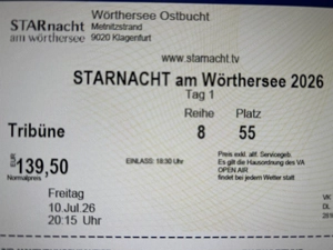 Zwei Tickets für Starnacht am Wörthersee 2026