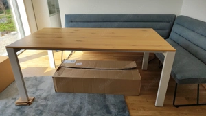 Hochwertiger Ausziehtisch - Eiche Sand Weiß Bild 2