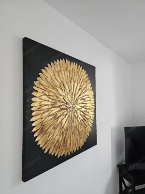 Abstraktes Ölbild schwarz, gold 85 85 Bild 2