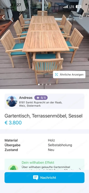 Teakholz Sitzgruppe Gartenmöbel Bild 2