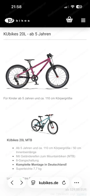 KUbike 20L Kinderfahrrad  Bild 2