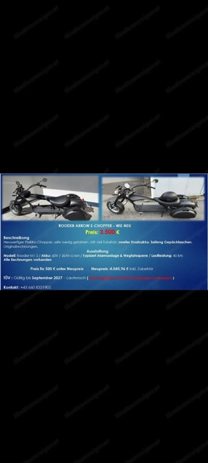 Elektro Motorrad Chopper Bild 2