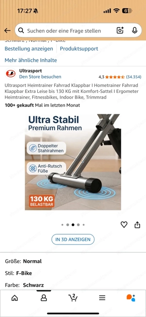 Heimtrainer Fahrrad Klappbar Bild 3