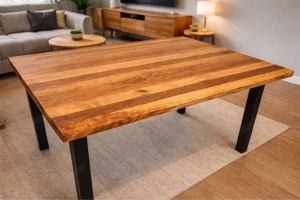 Esstisch Eiche massiv 120x80cm Handgefertigt Metallbeine pulverbeschichtet Bild 3