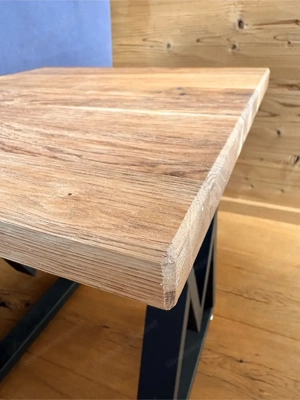 Beistelltisch Eiche massiv handgefertigt mit schwarzen Metallbeinen   auch auf Wunschmaß Bild 3