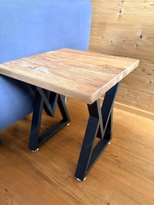 Beistelltisch Eiche massiv handgefertigt mit schwarzen Metallbeinen   auch auf Wunschmaß Bild 4