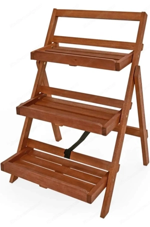 Pflanzenregal aus Holz   3-stufiger Blumenständer für Balkon, Terrasse oder Garten