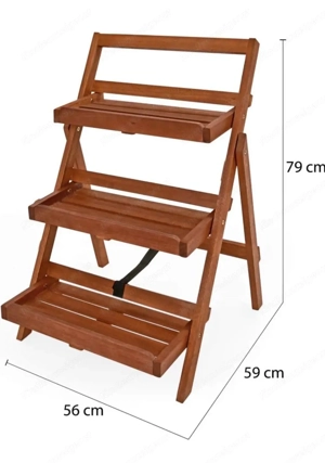 Pflanzenregal aus Holz   3-stufiger Blumenständer für Balkon, Terrasse oder Garten Bild 3