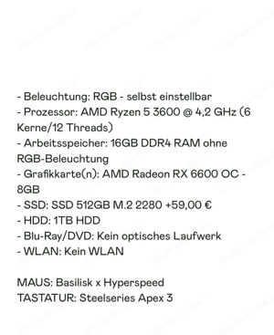 Gaming Pc mit maus, tastatur,monitor, und gamingtisch Bild 3