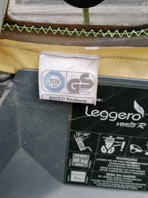 Gefederter Fahrradanhänger Leggero vento r  Bild 10