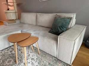 Couch Beige Cord Ausziehbar