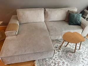 Couch Beige Cord Ausziehbar Bild 2