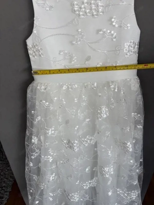 Kommunionskleid oder Blumenmädchenkleid mit Spitze lang Bild 2
