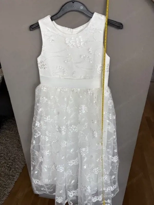 Kommunionskleid oder Blumenmädchenkleid mit Spitze lang Bild 3