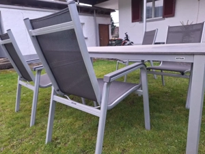 Hochwertige Kettler Gartengarnitur - Großer HPL-Tisch & 8 Stapelsessel (Silber Anthrazit) Bild 2