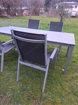 Hochwertige Kettler Gartengarnitur - Großer HPL-Tisch & 8 Stapelsessel (Silber Anthrazit) Bild 3