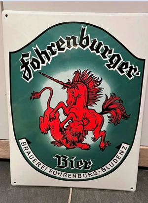 Altes Emailleschild Fohrenburger mit Nummer
