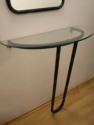 Moderner Wandspiegel + Glastisch Set - schwarzer Metallrahmen - ideal für Vorraum Bild 5
