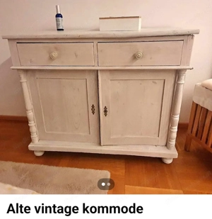 Schöne alte Holz Vintage Kommode weiss Bild 4