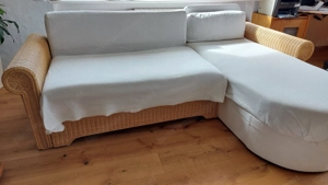 Rattan-Couch gebraucht - zu verschenken Bild 2