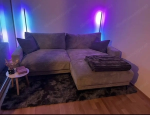 Ecksofa "Cora" in Grau mit Hocker Bild 2