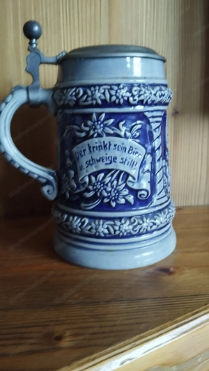 Bierkrug mit Zinndeckel Bild 3