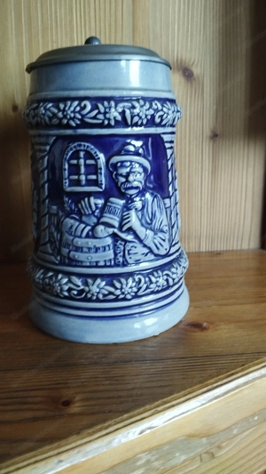 Bierkrug mit Zinndeckel Bild 4