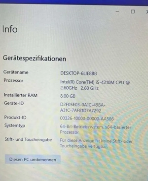 Notebook WORTMANN Terra Mobile 1529H - Core i5 - 8GB RAM - 250GB SSD - Windows 11 pro !! Bild 2