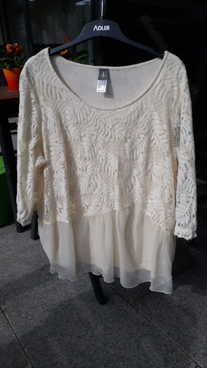 NEUE Chiffonbluse mit Spitze, Gr. 46, Farbe ecru, Marke "Fair Lady" Bild 8