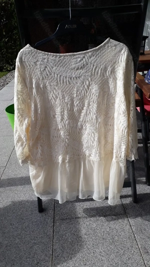 NEUE Chiffonbluse mit Spitze, Gr. 46, Farbe ecru, Marke "Fair Lady" Bild 2