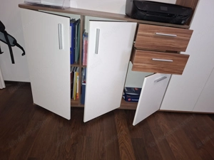 Sideboard für das Büro, weiß - dunkelbraun Bild 2