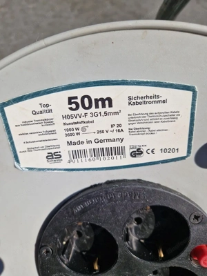 Kabeltrommel, Kabelrolle 50 Meter Bild 3