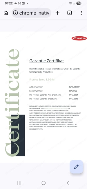  Wechselrichter FRONIUS, 20 Jahre Garantie, Prüfplakette 2  Bild 3