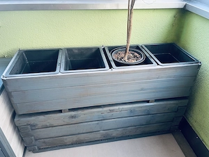 2 x Robuste, blaue Pflanzenkasten