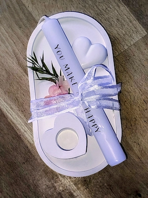 Deko kerzenständer.mit Kerze auf kl.Tablett