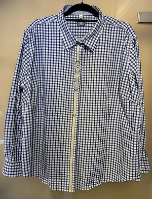 Damen Trachtenbluse von OS Trachten blau kariert