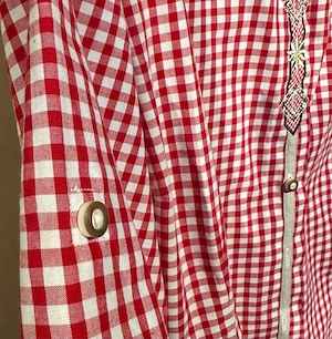 Damen Trachtenbluse von OS Trachten rot kariert Bild 2