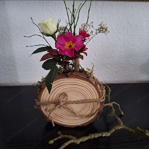 Deko Vase aus Holzscheiben neu 