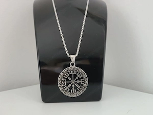 Vegvisir Wikinger Kette   Runen Kompass Anhänger 