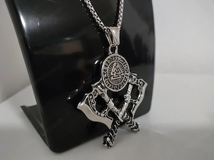 Wikinger Axt Halskette mit Valknut Symbol   Nordischer Anhänger Bild 3
