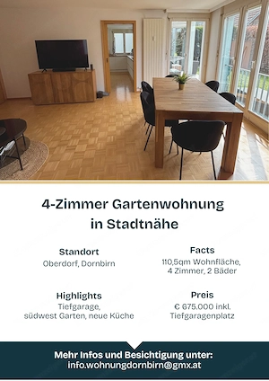 Provisionsfreie 4-Zimmer Gartenwohnung