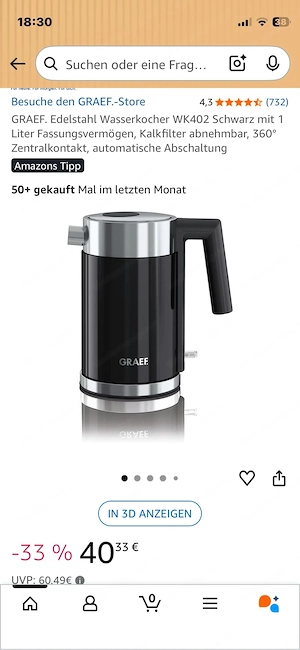 Nagelneuer Graef Wasserkocher Bild 2