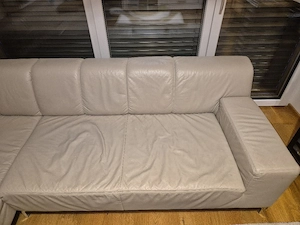 Leder Ecksofa in Beige Bild 3