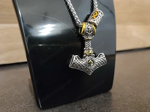 Halskette mit Anhänger   Wikinger Thor Hammer (Mjölnir) Look Bild 3